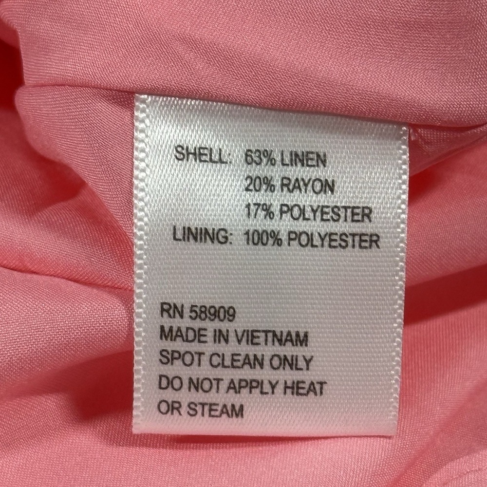 Antonio Melani‎ Women's Size 14 Pink Taffy Floral Appliqué Iris Linen Mini Dress - Picture 12 of 13